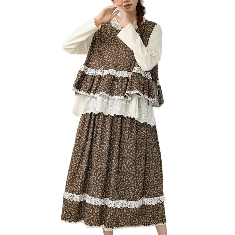 2026 Spring Mori Girl Floral Cotton Linen Jacket & Skirt Set - Casual Women's Suit