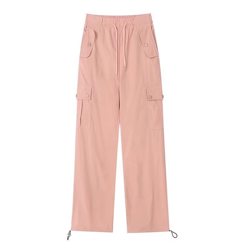Pantaloni cargo casual pentru femei, cu șnur, îmbrăcăminte de stradă, cu talie elastică, pantaloni de sport largi Y2K, pantaloni hip hop
