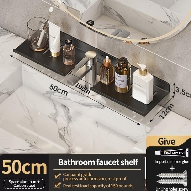 No Drill Bathroom Hardware Towel Rack Black 50CM-60CM Folding Aluminum Towel Rack Holder With Hook Towel Holder Tissue Holder