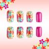 Square Press On Nail Flower Fake Nail Stick On Nail In 12 Sizes,24 Pcs French Nail Tips for DIY Nail Art Decorations