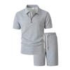 Men's Summer American Style Small Checkered Casual Set, Loose and Breathable Short Sleeve Top and Shorts Two-Piece Outfit
