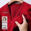 Hengyuanxiang Men's Pure Wool 'Fu' Character V-Neck Cardigan