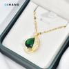 Emerald Water Drop Necklace Ethnic Style Light Luxury Retro Micro-Inlaid Zircon Pendant Women'S Collarbone Chain Jewelry