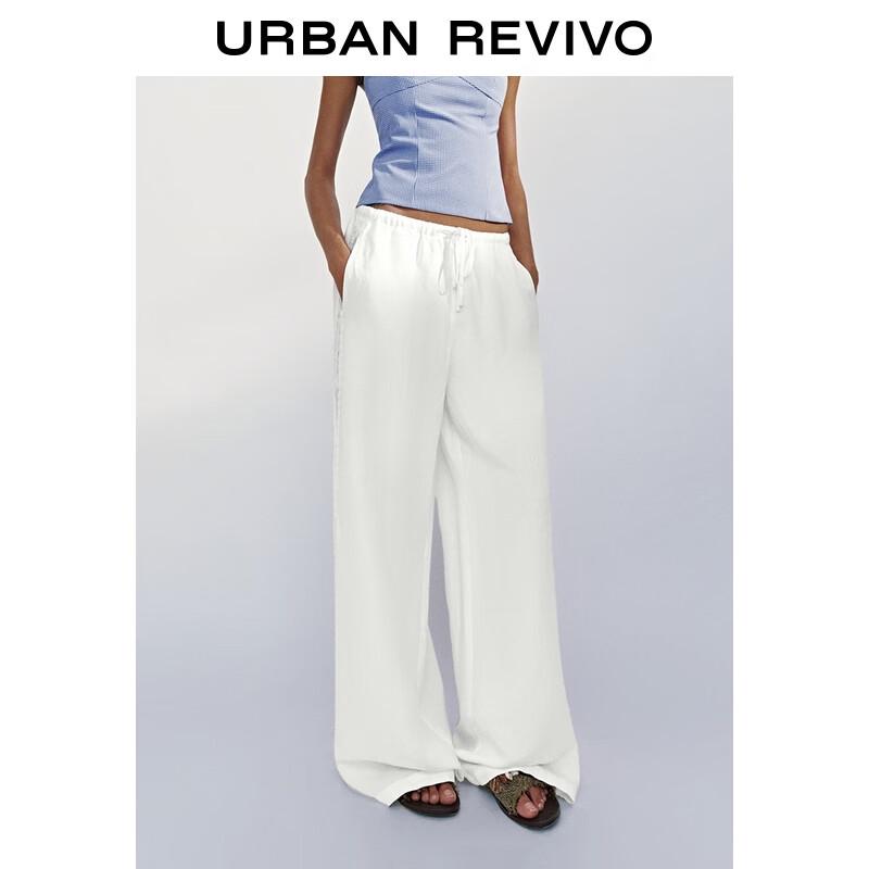 UR Women's Fall Spliced Lace Embroidery Wide-Leg Drawstring Pants