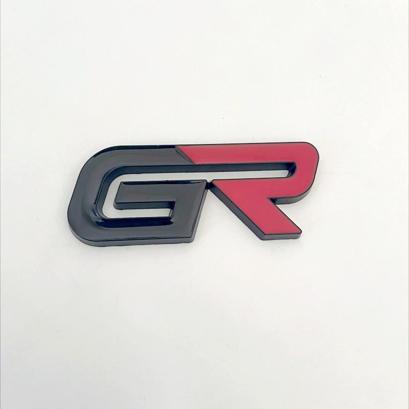 3D Metal Black Red Logo GR Emblem Letters Car Front Grill Badge For Hilux CHR Corolla Yaris GR Sticker Accessories