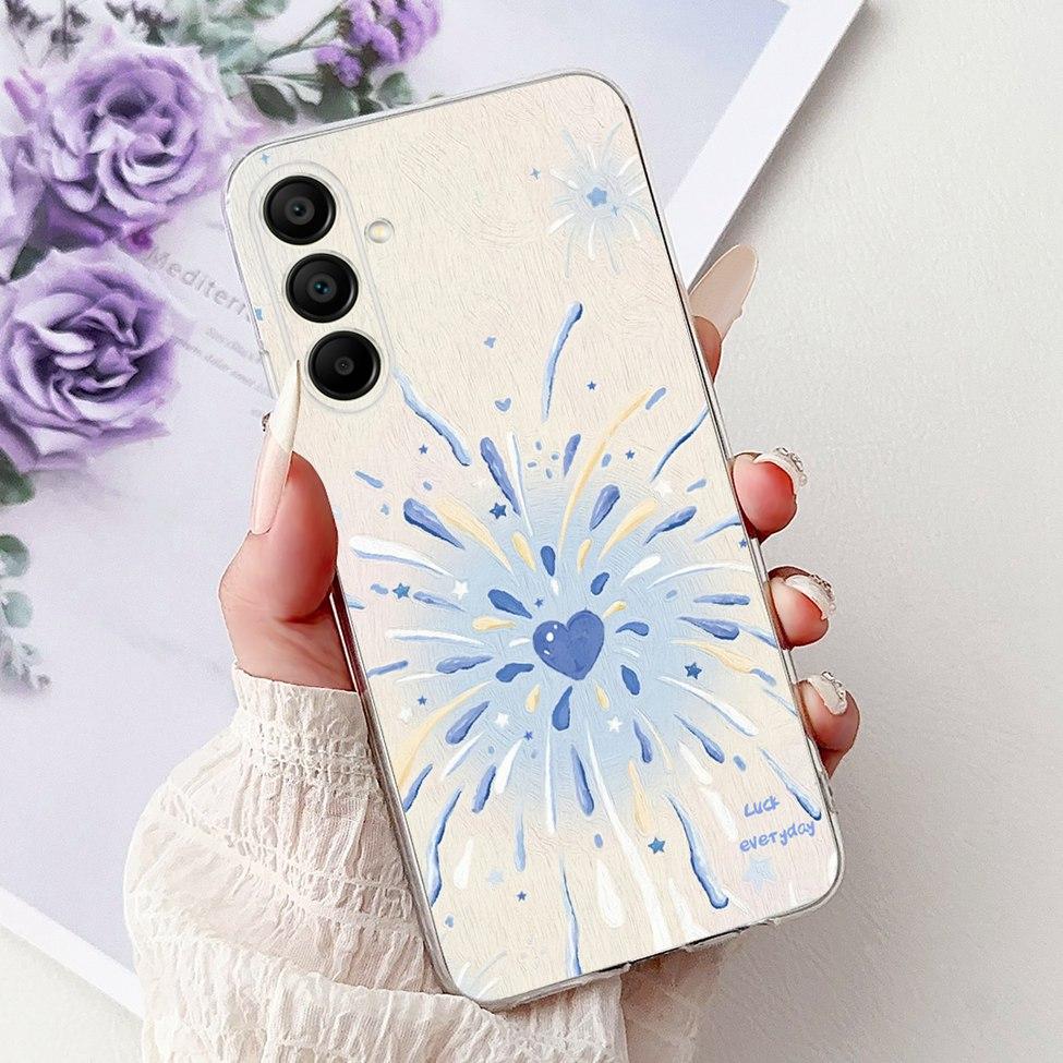 For Samsung A15 Case SM-A155F Clear Luxury Cute Fashion Flowers Funny Painted Back Cover For Samsung Galaxy A15 Phone Case Funda