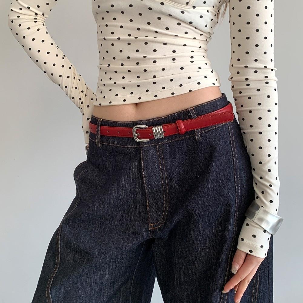 Thin Women's Belt PU Leather Dress Jeans Belt Simple Waist Belt  Streetwear