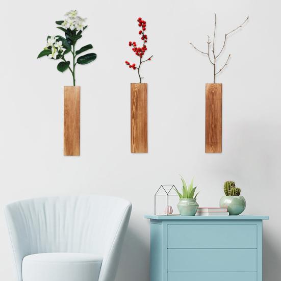 Jardinière murale en bois, vase mural de ferme, décoration murale rustique, support de plantes pour verdure, tiges d'eucalyptus, fleurs