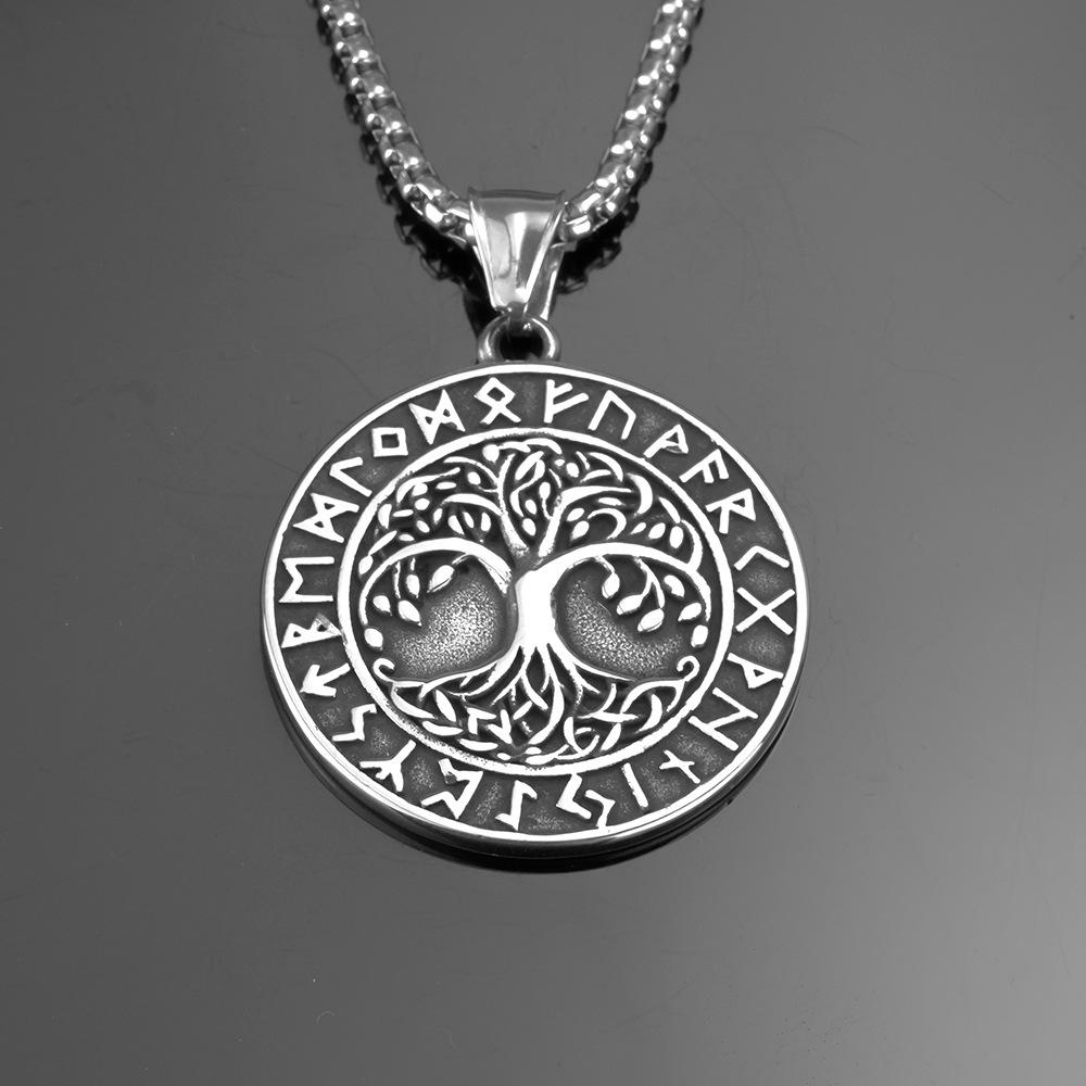 Viking Tree of Life Rune Pendant Necklace Stainless Steel Men's Personalized Jewelry