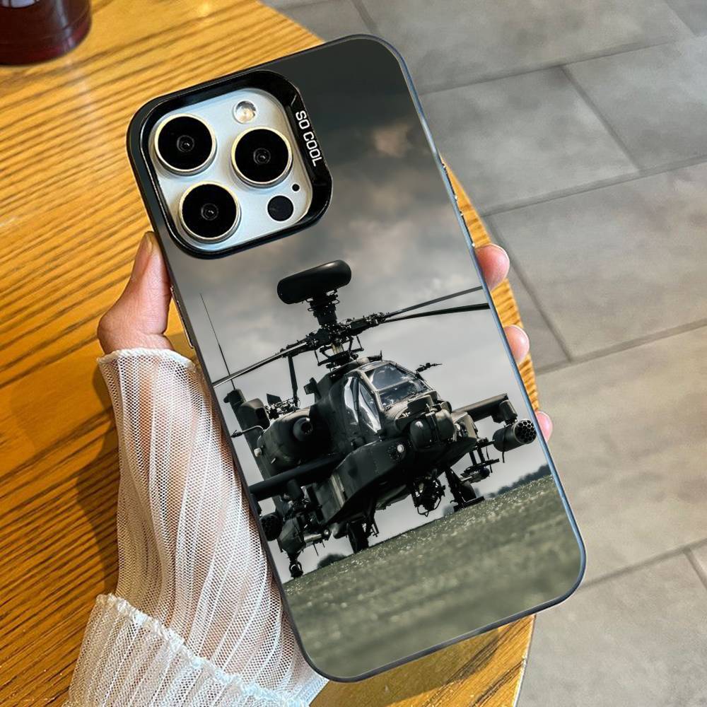 Apache AH-64 Helicopter Gunships Phone Case For iPhone 16 17 15 14 12 13 Pro Max Black Color Shockproof Cover