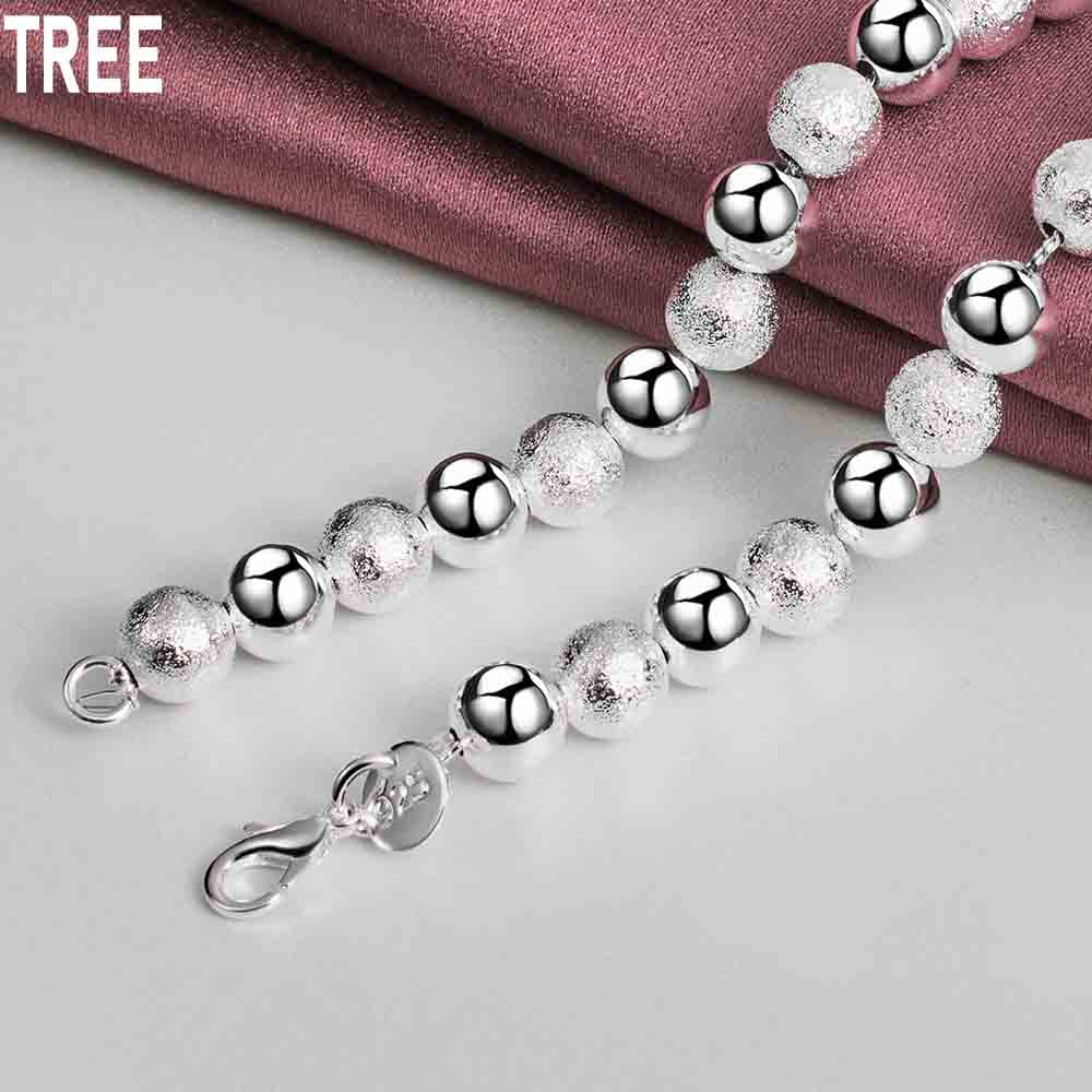 8mm 92 Sterling Silver Bead Necklace, Fashionable Wedding Jewelry