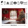 1 Piece Winter Christmas Scene Backdrop with Snowy Windows and Christmas Tree  Extra Large Outdoor Festive Wall Decor