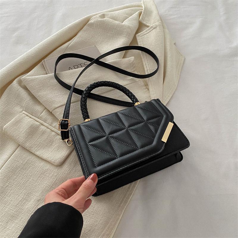 Elegant Black And Colorful Pu Shoulder Bag Fashionable Small Square Crossbody Bag чёрный