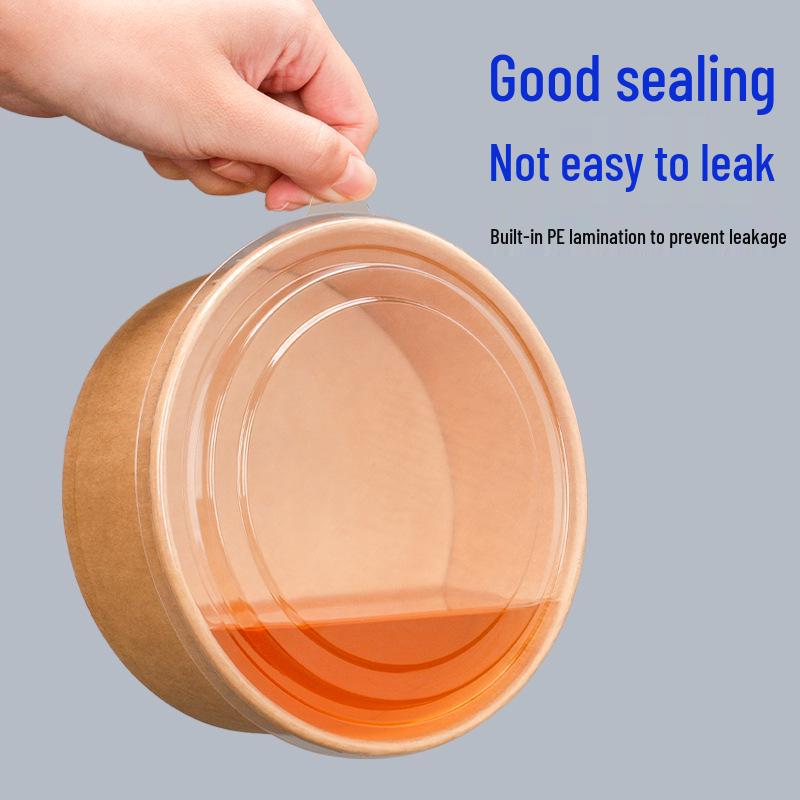 Kraft Paper Disposable Bowl - Ideal for Rice, Salad, Lunch, Takeout, Fast Food, and Fruit.