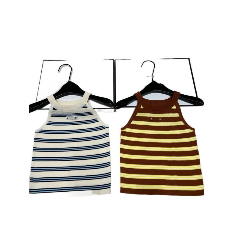 Miu Style Trendy Knit Striped Vest: High-Quality, Slim Fit, Flattering Short Top for Women
