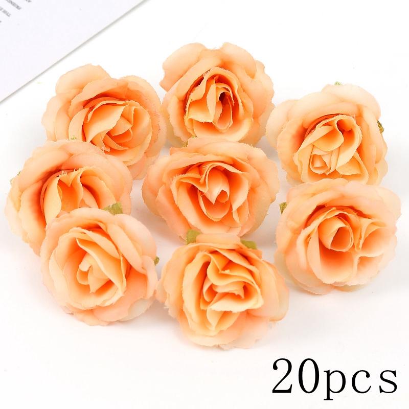 Orange Artificial Flowers Heads Silk Fake Flowers for Home Decor Party Marriage Wedding Decoration DIY Wreath Gifts Accessories