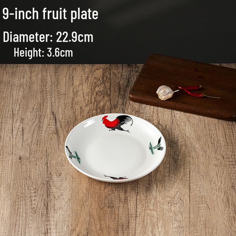 Rooster Series Traditional Oval Ceramic Fish Plate for Hotels & Restaurants