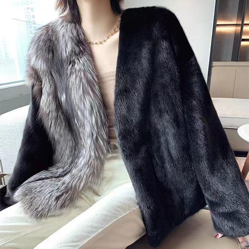 Europe, America, autumn and winter new imitation silver fox fur coat fashion celebrity temperament imitation mink short women's casual coat