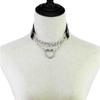 Punk Round Heart Necklace Pu Leather Necklaces Chains for Women Men Gothic Statement Choker Necklace Cosplay Jewelry Gift