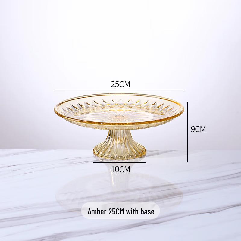 Amber Acrylic Candy & Fruit Dish with Base, 25cm