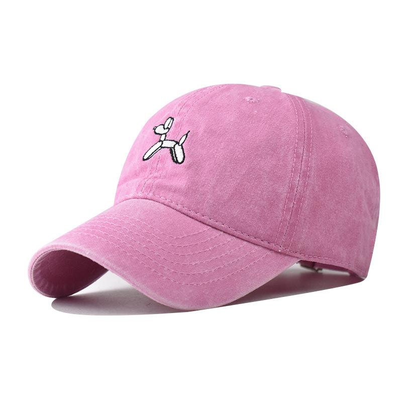 Vintage Washed Balloon Puppy Embroidered Baseball Cap Women Spring Summer Korean Style Sunshade Dad Hat Men Unisex Casual