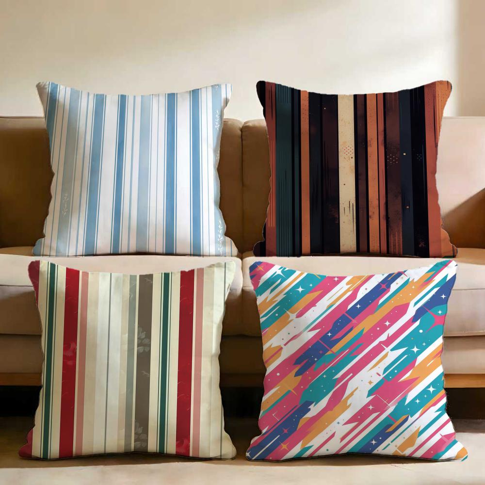 Classic Striped Cushion Cover Multi-Scene Pillow Cover for Home & Car - Reversible, Soft & Durable for Daily Use