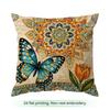 1 Vintage Stamp Butterfly Floral Cushions Pillowcase Polyester Cushion Cover Throw Pillow Pillowcover Home Car Sofa Decor