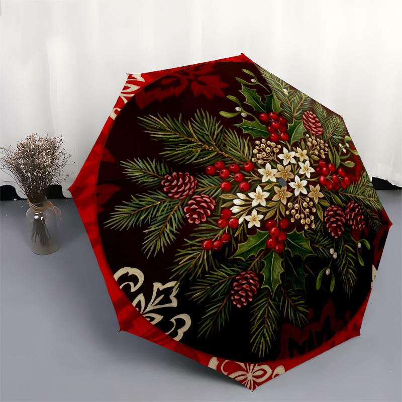 1pc Christmas, Festive, Holiday Umbrella with Plastic Handle,Compact & Stylish,Suitable for All Seasons YS331087