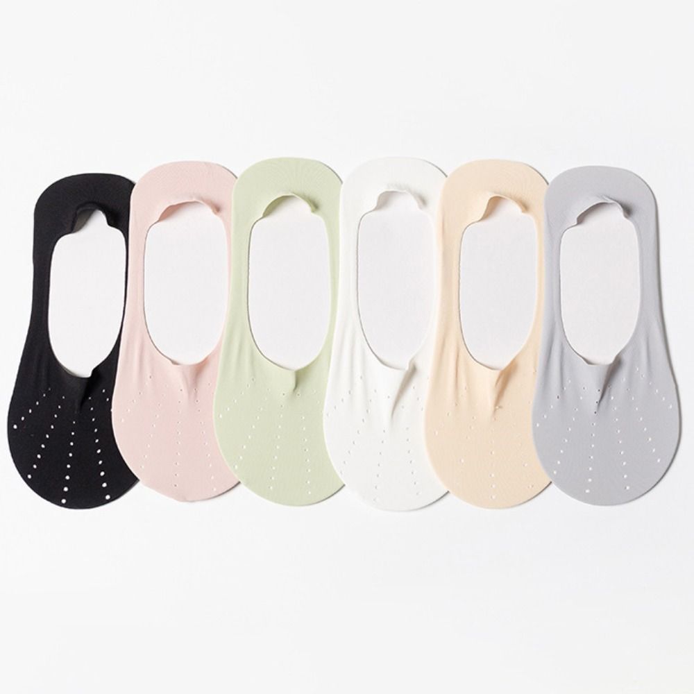 6Pairs Solid Color Invisible Short Socks Mesh Summer Thin Socks Fashion Ice Silk Boat Socks  Summer