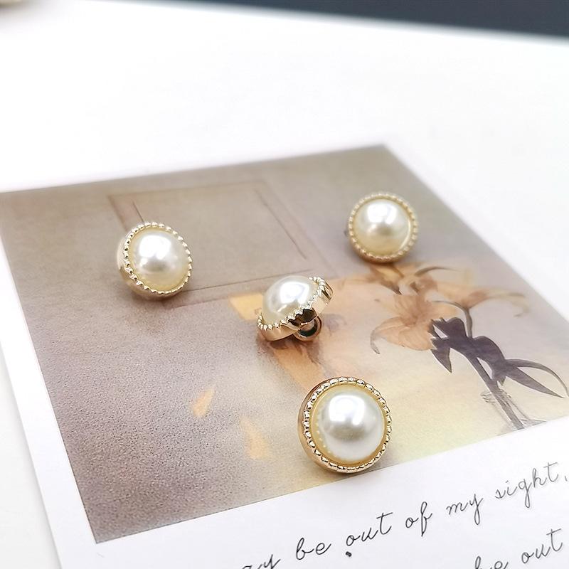 10pcs 12.5/15/18/21 Mm Pearl Golden Plastic Flatback Button Decoration DIY Craft Scrapbook Accessories