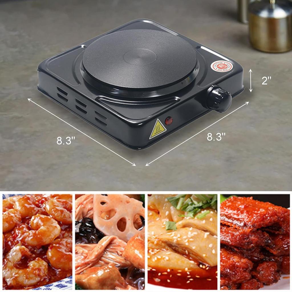 Electric Stove Top Burner,1000w Iron Single Burner,5 Temp Settings Portable Electric Hot Plate w/Indicator Lights and Easy to Clean,Cooking Stove