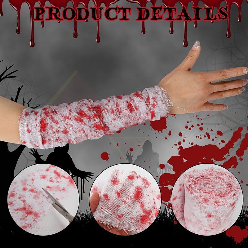 Halloween Bloody Gauze Bandage Warning Isolation Belt Horror Props For Halloween Party Haunted House Home Scene Decoration