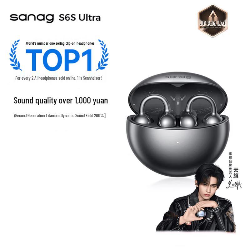 SANAG S6S Ultra AI Open-Ear Clip-On Bluetooth Headset