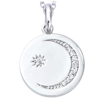 [R1717] - Silver Pendant 'Au Clair De Lune' Silver White (rhodium) - 15mm