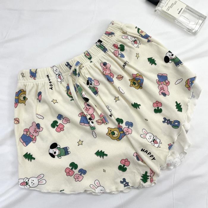 Ladies' Summer Modal Pajama Shorts - Solid Color, Casual, Loose-Fit Home Wear