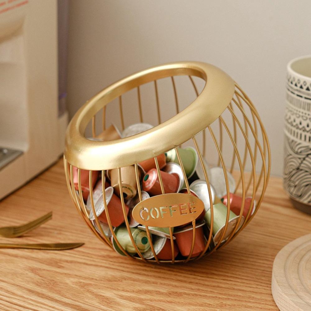 New Iron Espresso Capsule Holder Container Multipurpose Coffee Pod Holder Snack Fruit Organizer Candy Basket Home Decoration