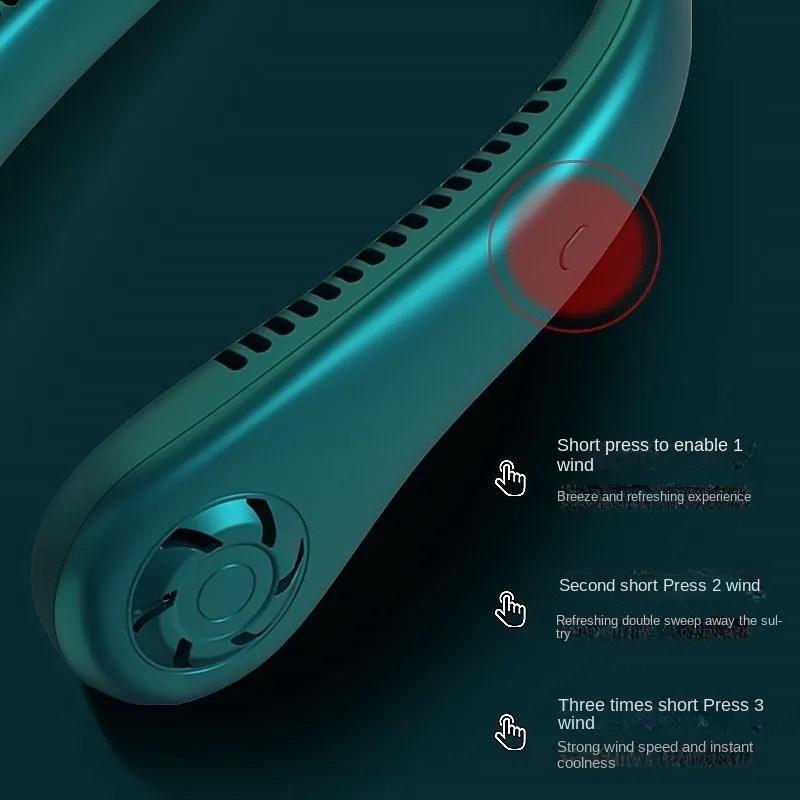 New Mini Neck Portable No Bladeless Hanging Neck Rechargeable Air Cooler 3 Speed Mini Summer Sport Fan