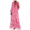 Women's Fashion Casual Long Sleeve Tassels Bohemian V-Neck Lace Plus Size Dress