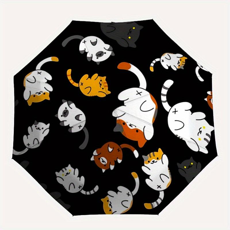 1pc Cute Cats Pattern Automatic Folding Umbrella, Portable & Foldable Design with 8 Ribs, Casual Outdoor Accessory yy250805141