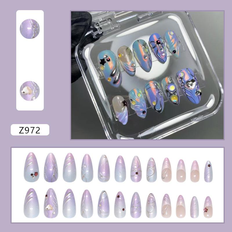 

Накладной ноготь Fine Flash Wearing Nail Piece Cybertech Трехмерный накладной ноготь Symphony Removable Nail Piece Drill 24 Pieces