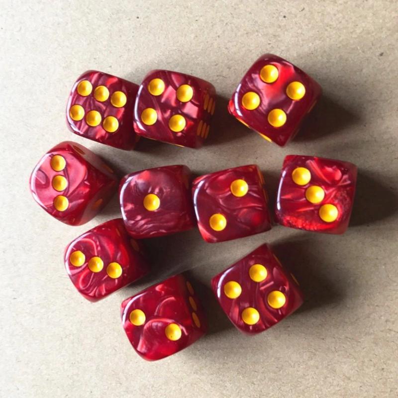 10Pcs/bag Perlage Polyhedral Dice Set D6 0-6 Digital Dice for Table Game 6 Sided