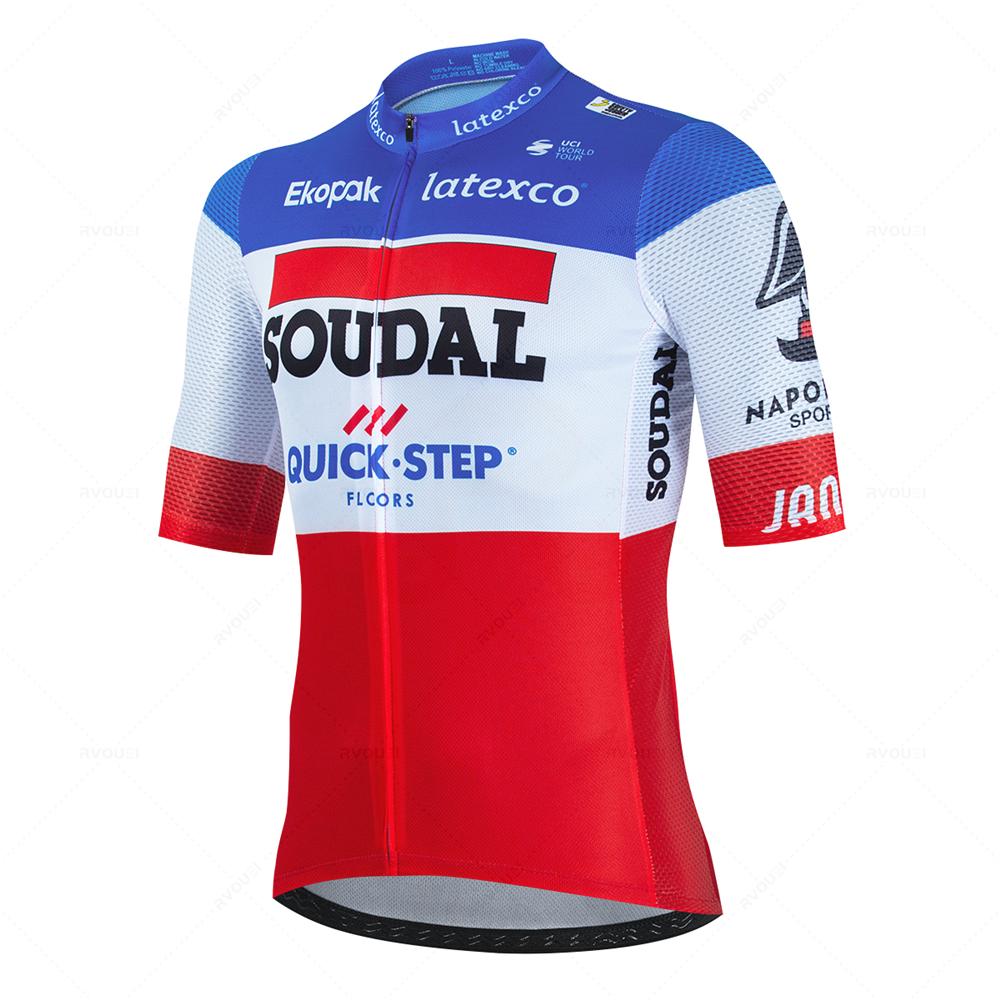 2026 Soudal Quick Step Team Cykeltröja Set Sommar Cykel Andningsbar Herr MTB Cykelkläder Maillot Ropa Ciclismo Uniformer Dräkter