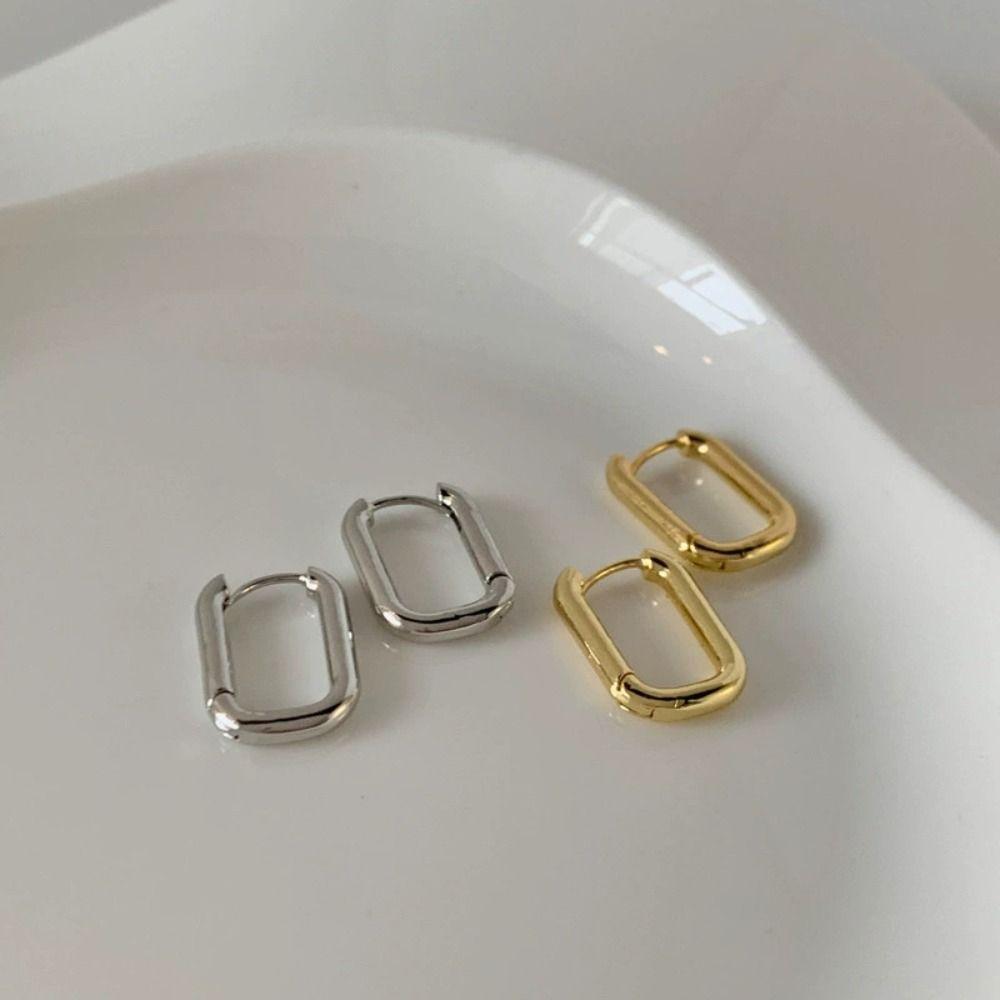 Gold/Silber Geometrische Linie Elliptische Ohrringe U-förmig Vintage Quadratische Statement-Ohrringe Damen