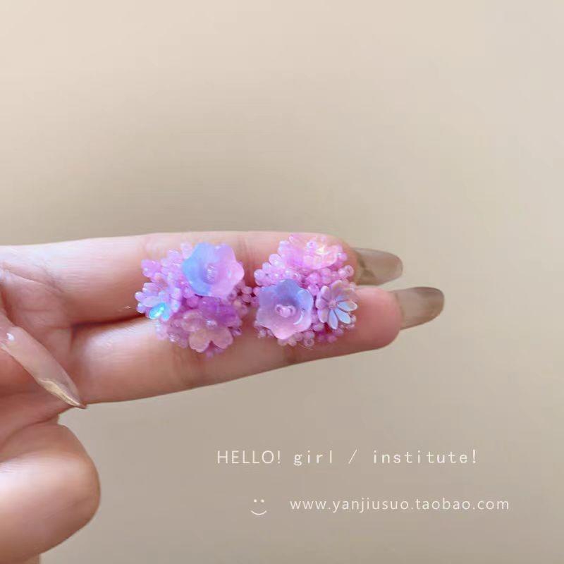 Handmade 2025 Refreshing Blue Beaded Stud Earrings - Unique High-End Vacation Style Design