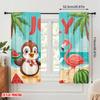 2pcs,2D Plane Printing Pattern Curtains Flamingo & Snowman Tropical Ocean Polyester (without Rod) Decorations For Home for