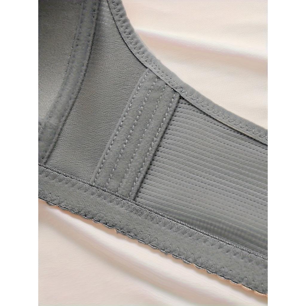 Front Clasp Design, Adjustable Straps, Non-removable Pads, Textured Fabric Provides Support and Comfort for All-season Wear, Black, Comfort Underwear