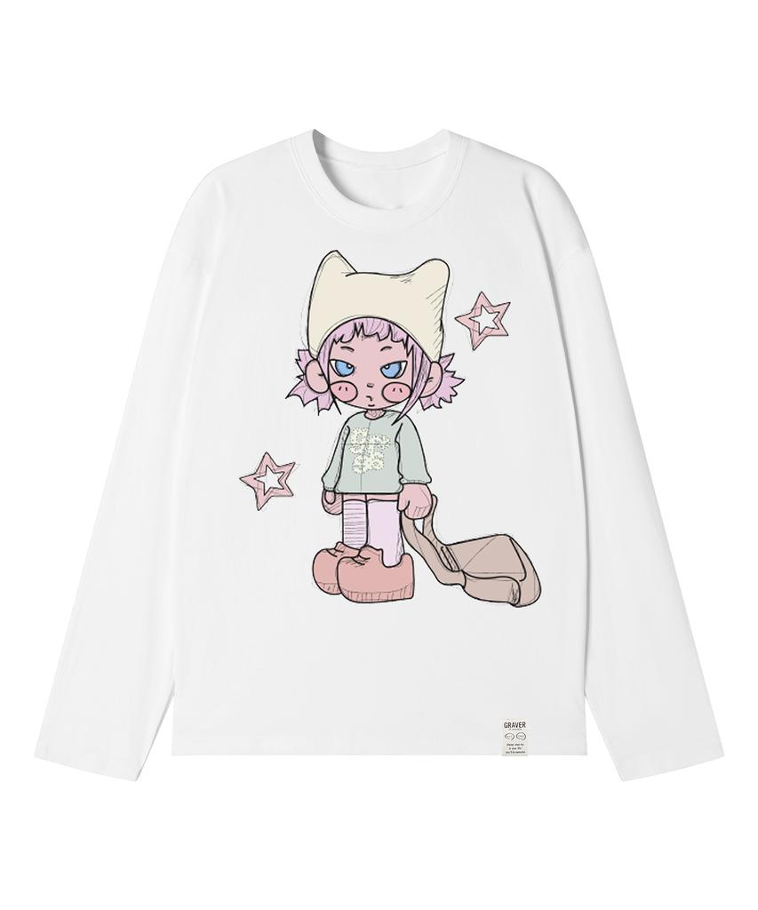 GRAVER [Unisex]Graegirl Long Sleeve T-Shirt_White