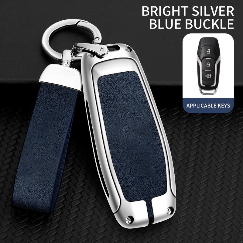Leather Car Metal Key Case Cover For Ford Focus 3 4 St Mondeo 5 Mk5 Mustang F-150 Explorer Edge Fiesta Kuga Mk3 4 Key Chain