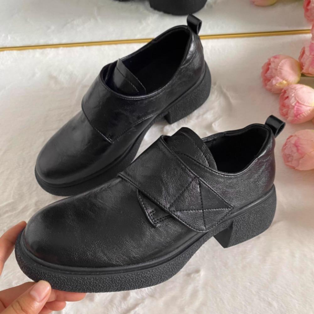 Loafers for Woman Black Platform Leather Shoes Woman New Genuine Leather Soft Sole Single Shoes Women's British Retro Loafers