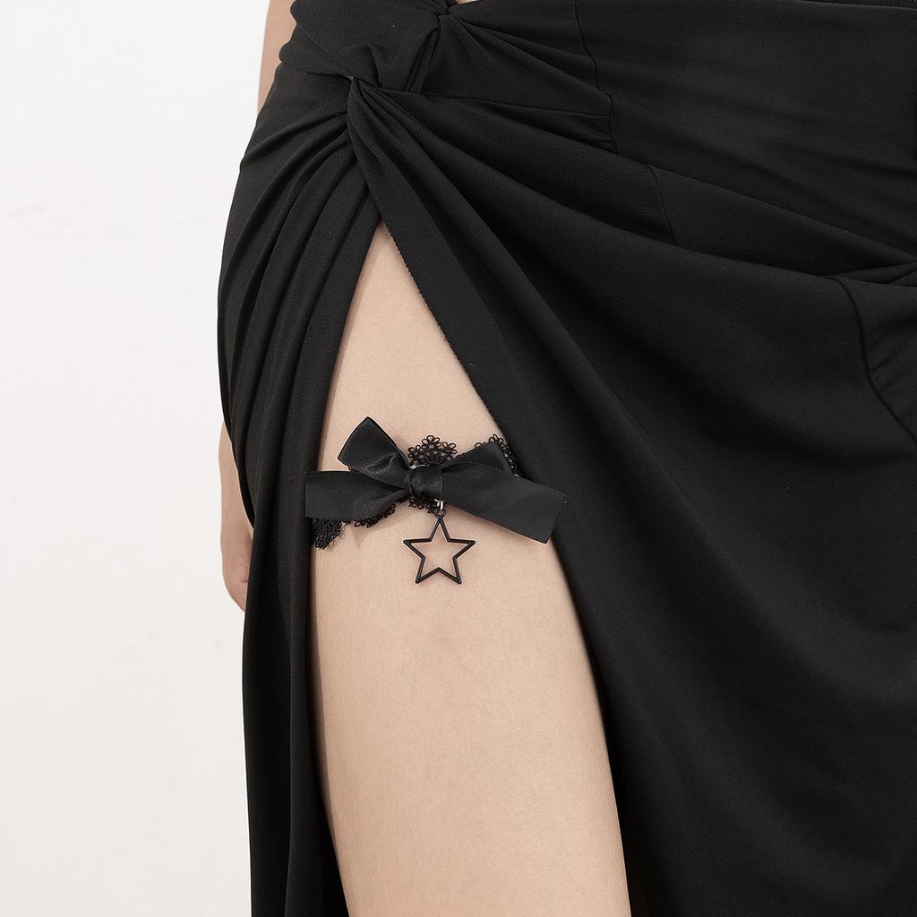 Creative Sexy Lace Bow Thigh Chain Female, Gothic Cross Love Pendant Leg Ring